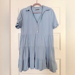 Zara Sky Blue V-Neck Dress